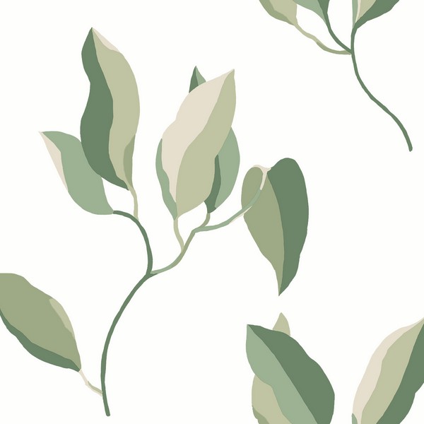 Brushwork Branches Leaf Green Wallpaper