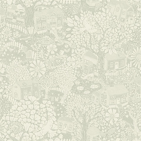 Bygga Bo Seafoam Woodland Village Wallpaper