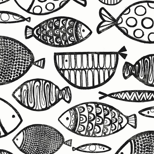 Cadence Fish Contrast Wallpaper