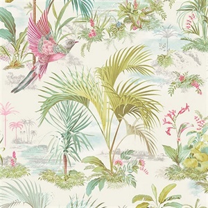 Calliope White Palm Scenes Wallpaper