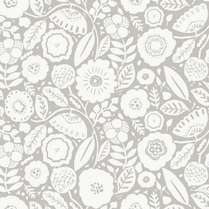 Camille Blossom Grey Wallpaper