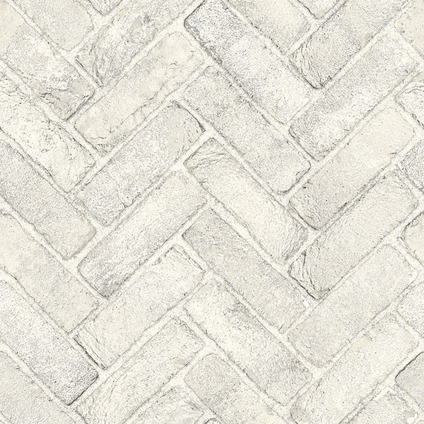 Canelle White Brick Herringbone Wallpaper
