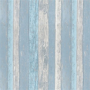 Cannon Blue Distressed Wood Wallpaper