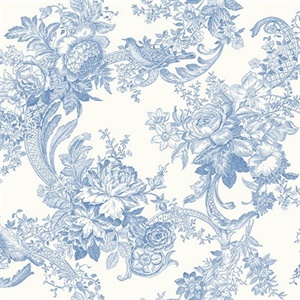 Carmel Light Blue Baroque Florals Wallpaper