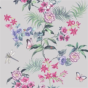 Carmen Silver Floral Wallpaper
