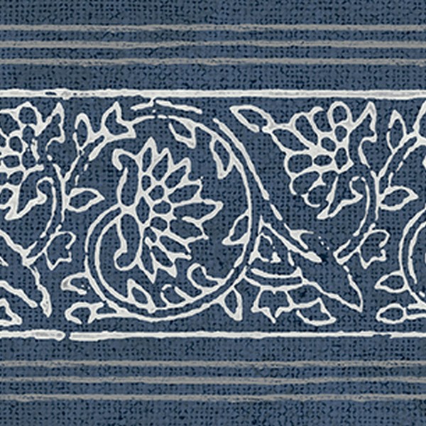 Carved Floral Blue Trim Wall Border