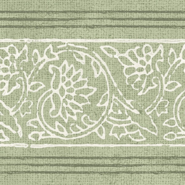 Carved Floral Green Trim Wall Border