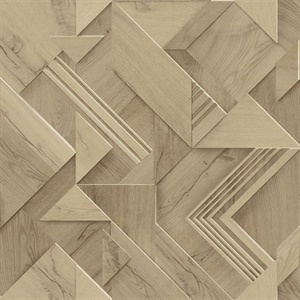 Cassian Light Brown Wood Geometric Wallpaper