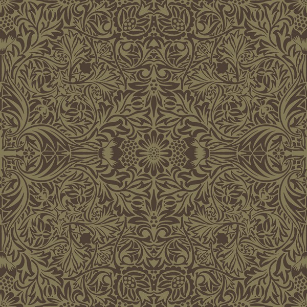 Ceiling Brown Intricate Floral Wallpaper