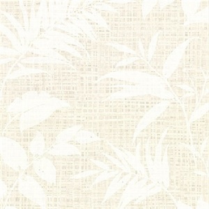 Chandler White Botanical Faux Grasscloth Wallpaper