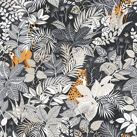 Charcoal Tropical Oasis Peel & Stick Wallpaper