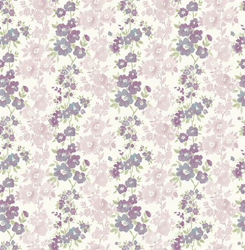 Charlise Plum Floral Stripe Wallpaper