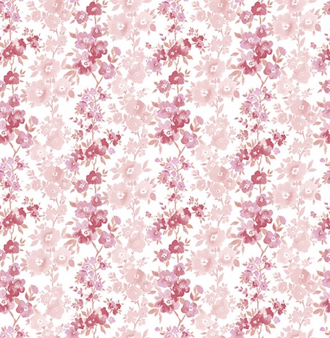 Charlise Pink Floral Stripe Wallpaper