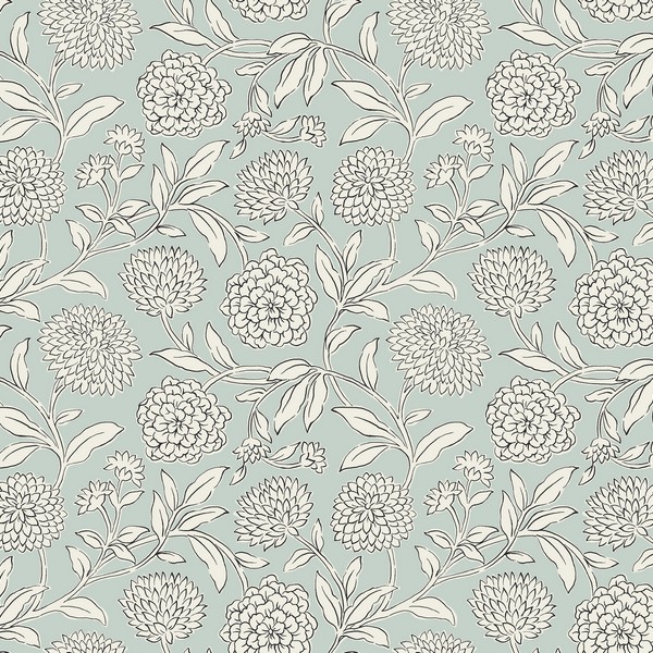 Chatsworth Garden Sky Blue Wallpaper