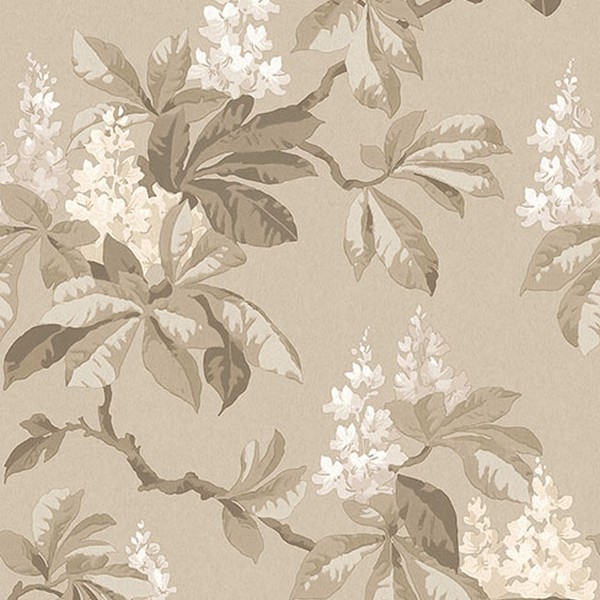 Chestnut Beige Floral Wallpaper