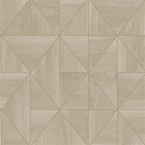 Cheverny Beige Geometric Wood Wallpaper