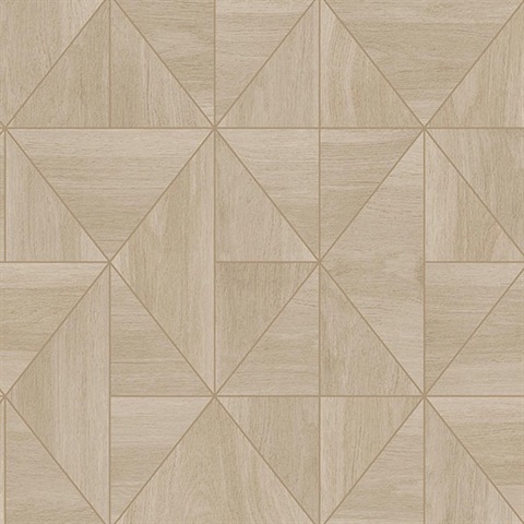 Cheverny Beige Wood Tile Wallpaper