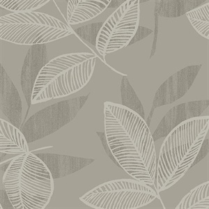 Chimera Platinum Flocked Leaf Wallpaper