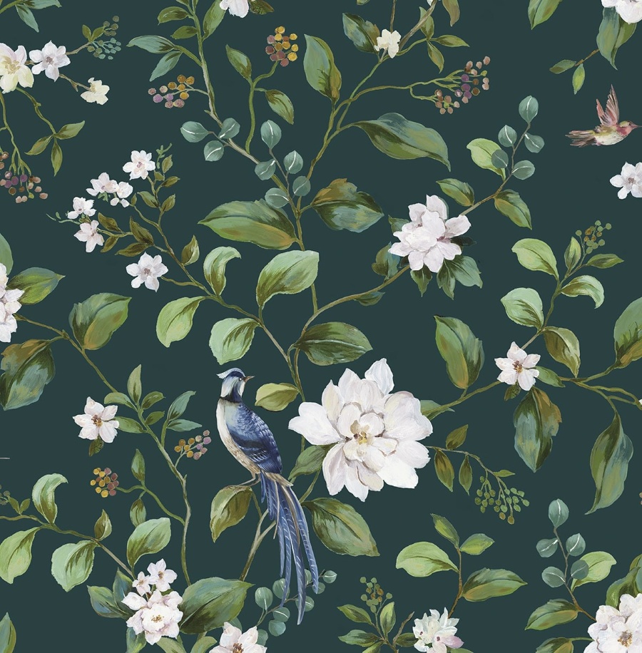Chinoiserie Bird Vine Peel & Stick Wallpaper