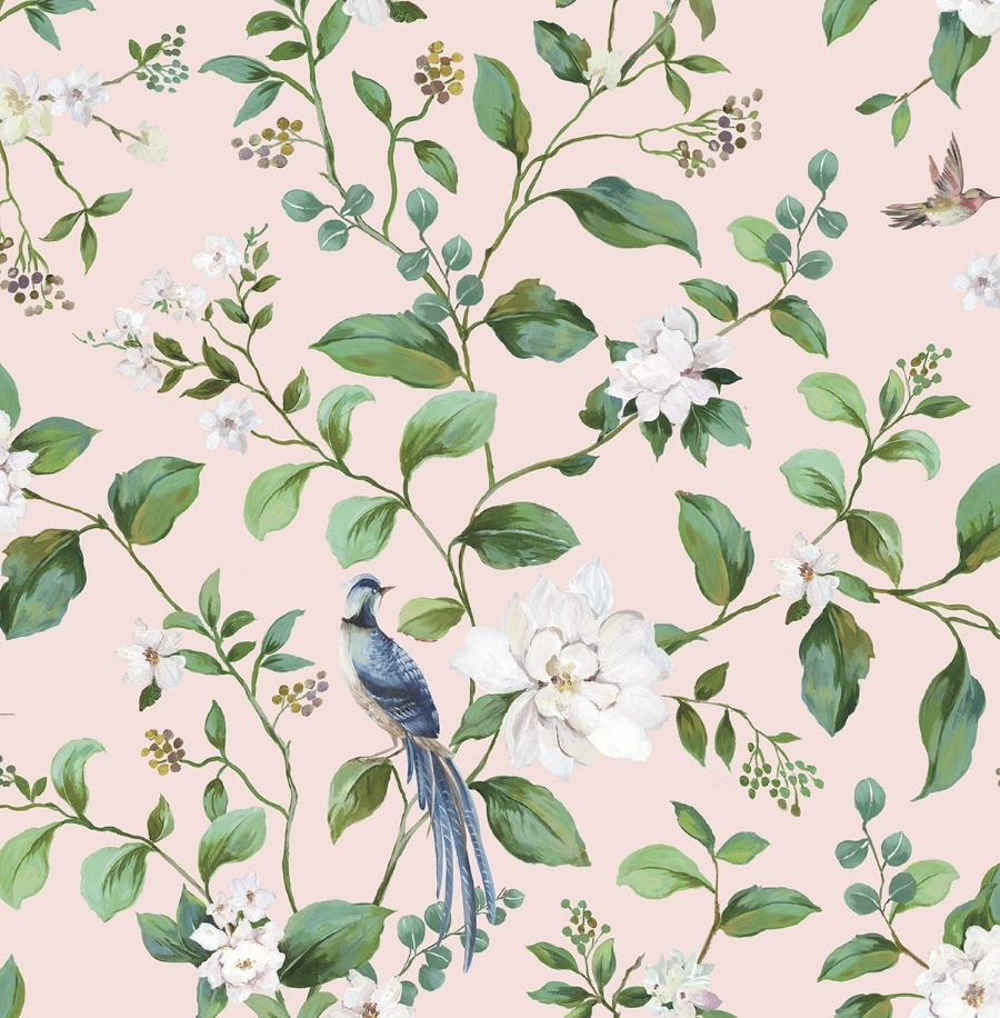 Chinoiserie Bird Vine Peel & Stick Wallpaper