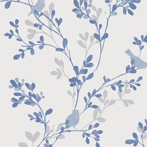 Chirp Blue Birds & Trees Wallpaper