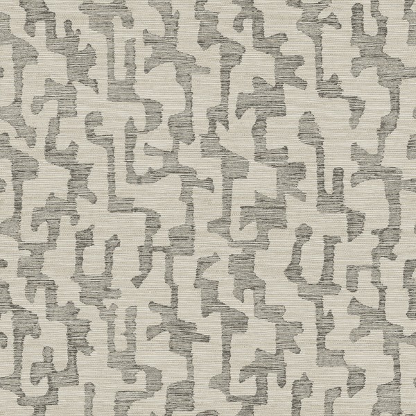 Cipher Black Geometric Faux Grasscloth Wallpaper