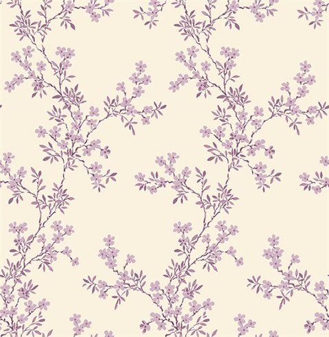 Claire Purple Floral Trail Wallpaper