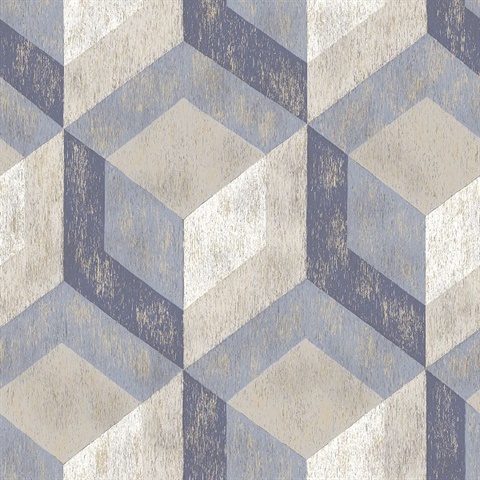Clarabelle Blue Rustic Wood Tile Wallpaper