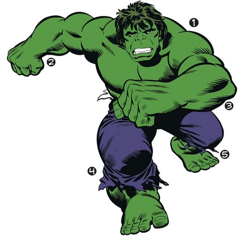 Classic Hulk Comic Peel And Stick Giant Wall Decals