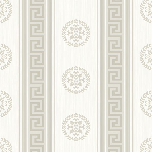 Classico Medallion Stripe Cream & Metallic Champagne Wallpaper