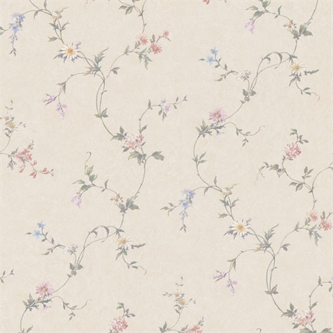 Connie Beige Small Floral Trail Wallpaper