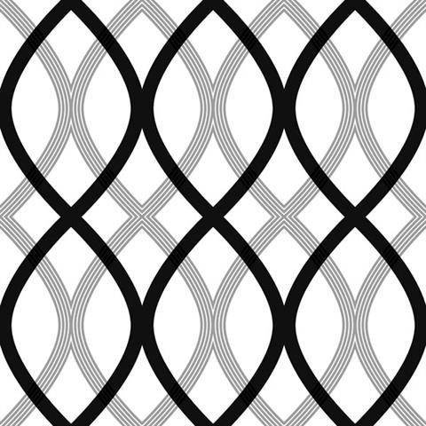 Contour Black Geometric Lattice Wallpaper