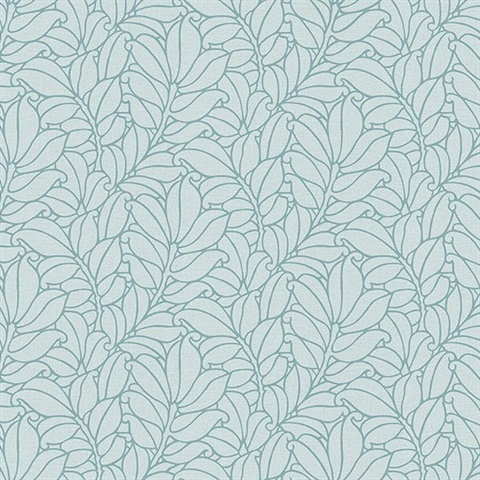 Coraline Teal Leaf Wallpaper