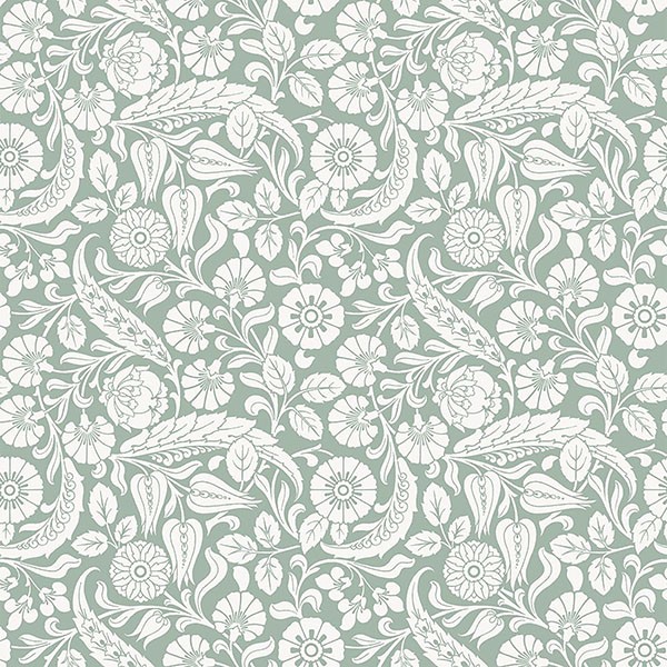 Cordelia Green Baroque Blooms Wallpaper