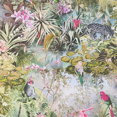 Cordian Light Yellow Rainforest Landscape Wallpaper