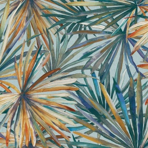Corifa Sea Green Palm Leaf Wallpaper