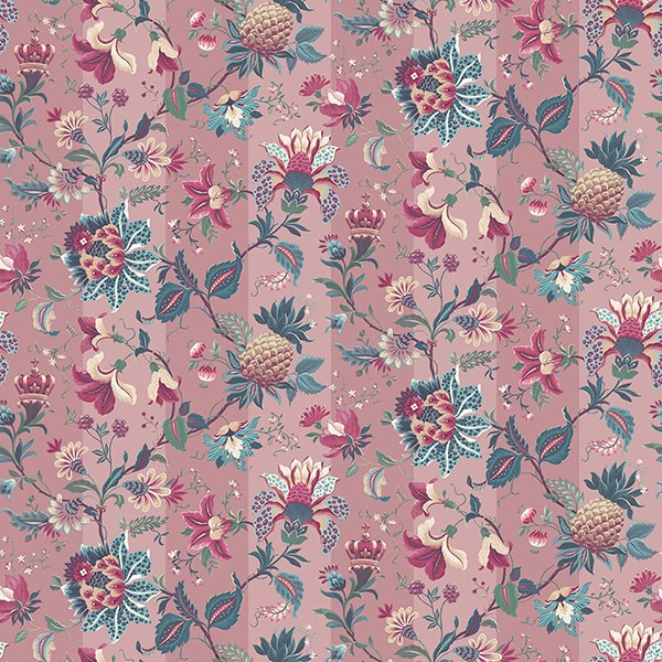 Cornelia Pink Floral Stripe Wallpaper