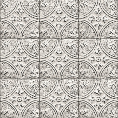 Cornelius White Tin Ceiling Tile Wallpaper