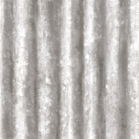 Corrugated Metal Silver Industrial Texture Wallpaper