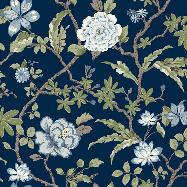 Courtyard Botanical Navy Wallpaper