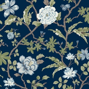 Courtyard Botanical Navy Wallpaper