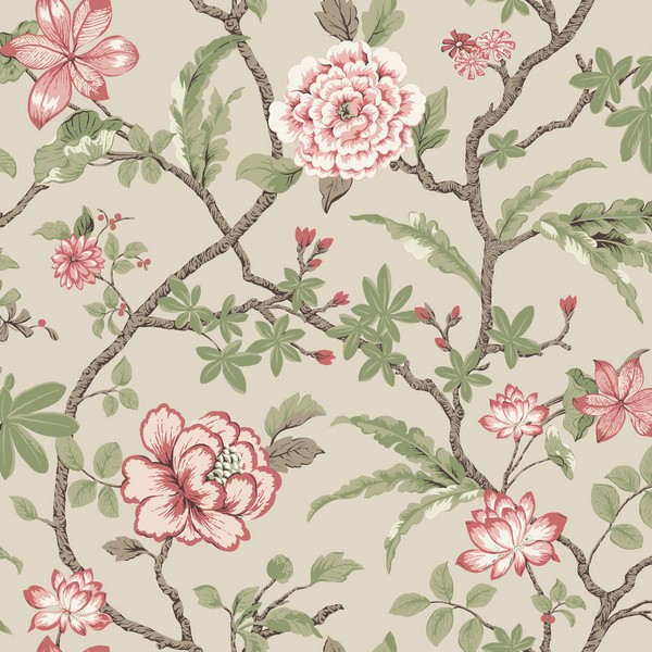 Courtyard Botanical Pink Wallpaper