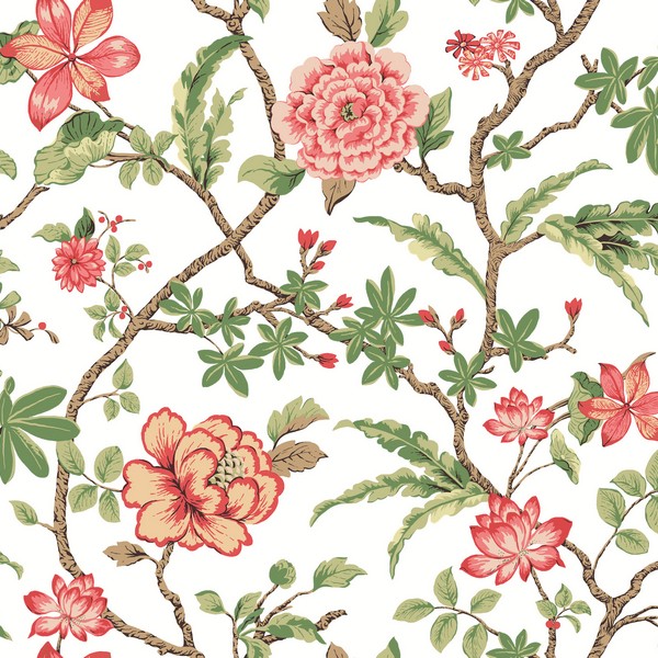 Courtyard Botanical Rose Wallpaper