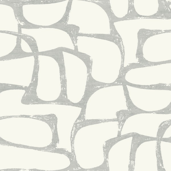 Craftsman Geometric White & Silver Wallpaper