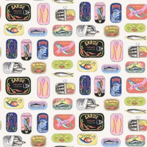 Cream Sardine Tins Peel & Stick Wallpaper