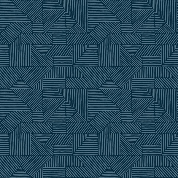 Crescendo Dark Blue Block Geometric Wallpaper