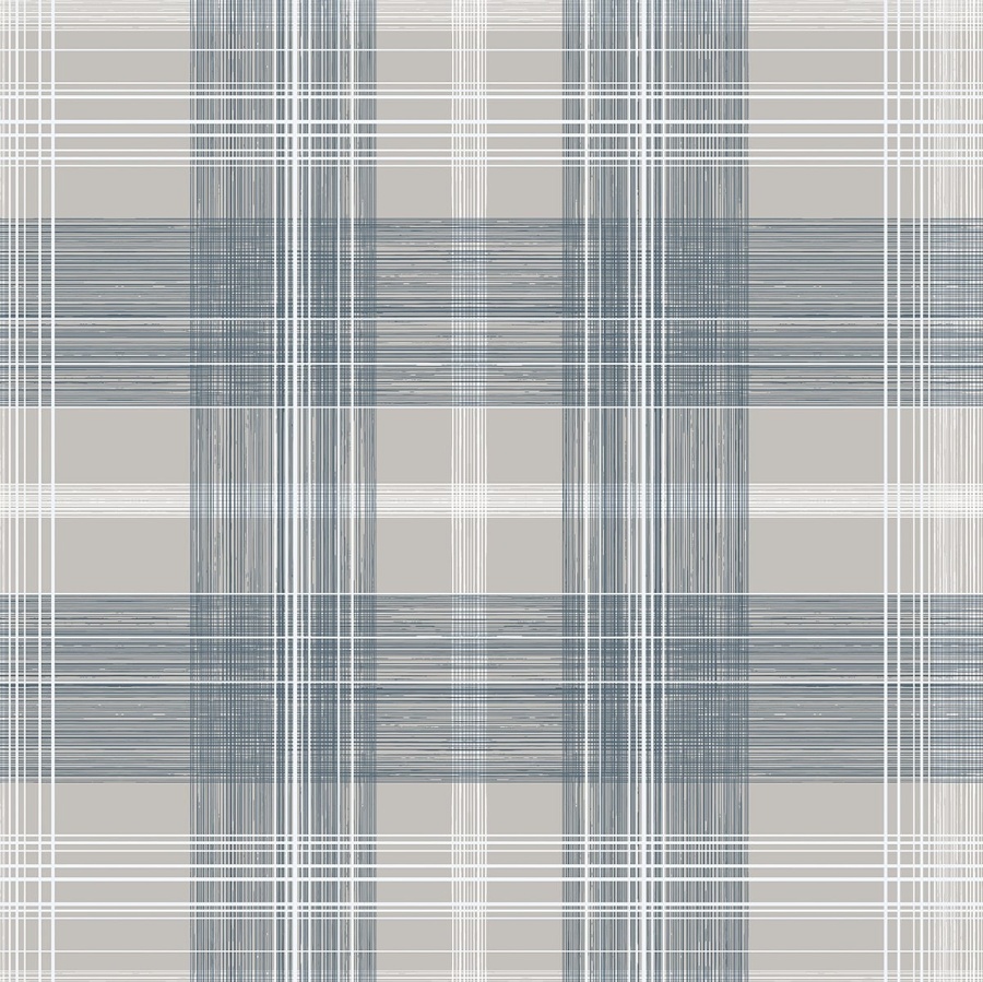 Crossroads Plaid Argos Grey & Blue Peel & Stick Wallpaper