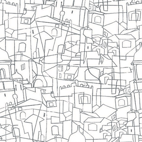 Cubist Cityscape Peel and Stick Wallpaper