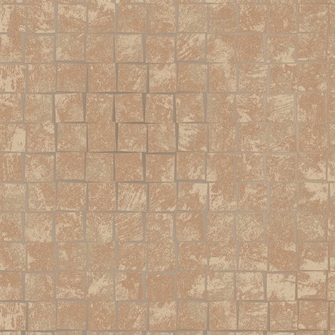Cubist Copper Geometric Wallpaper