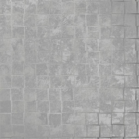 Cubist Silver Geometric Wallpaper